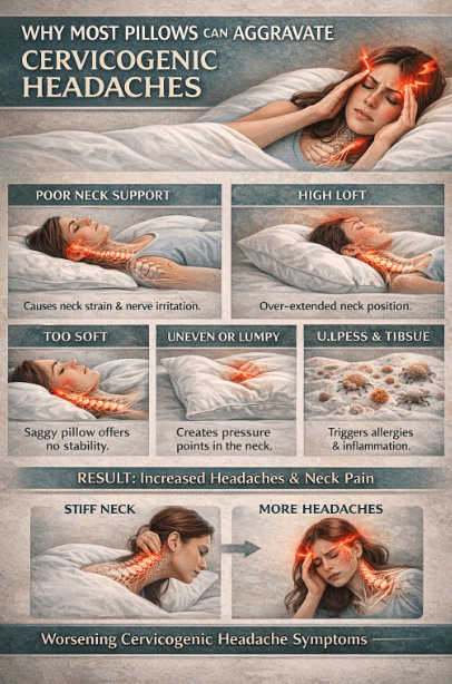 Inforgraphic about pillows and cervicogenic headaches