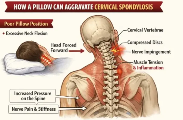 Diagram showing how pillows interact with cervical spondylosis