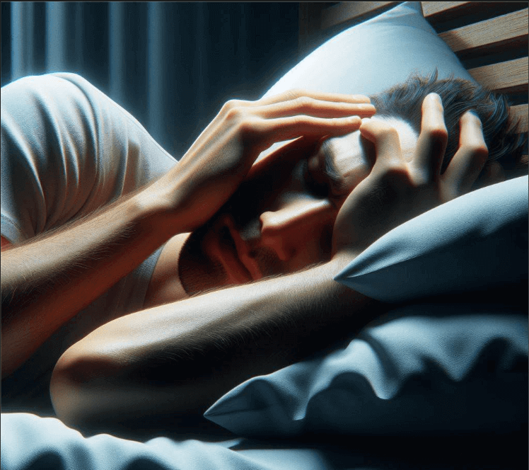 A man who can't sleep because of cervicogenic headaches.